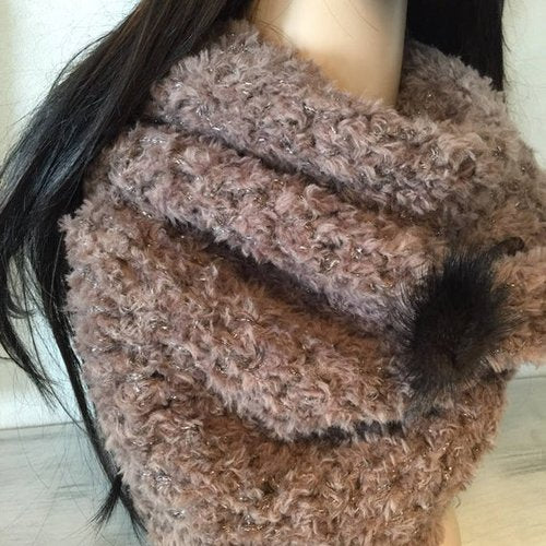 Grand snood col écharpe femme, coloris caramel irisé - touché velours