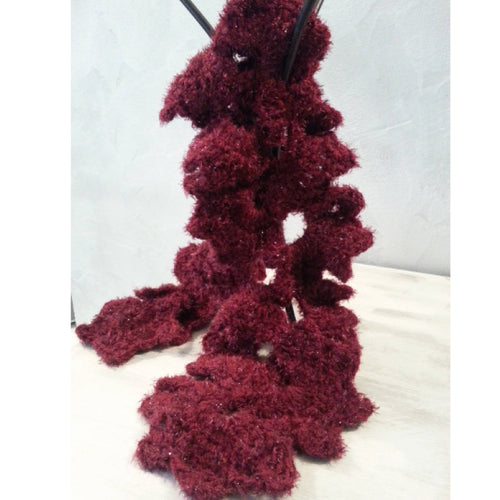 Echarpe coquille bordeaux irisé hiver aspect velour