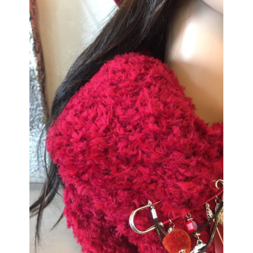 snood col écharpe , coloris rouge bordeaux lumineux