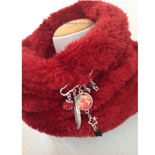 Snood col écharpe fillette, coloris rouge