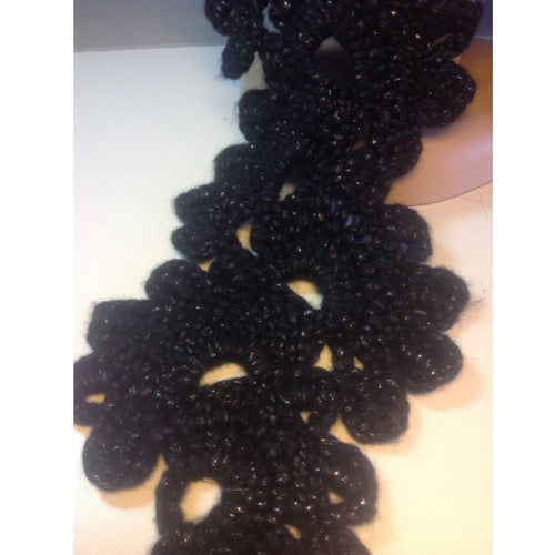 Echarpe laine noir argenté