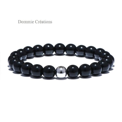 Bracelet mala unisex, perles hématite, agate noire