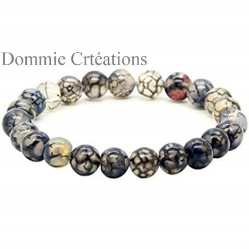 Bracelet mala unisex, perles agate veine de dragon