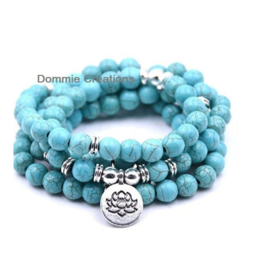Trio de bracelets en perles naturelles turquoise africaine