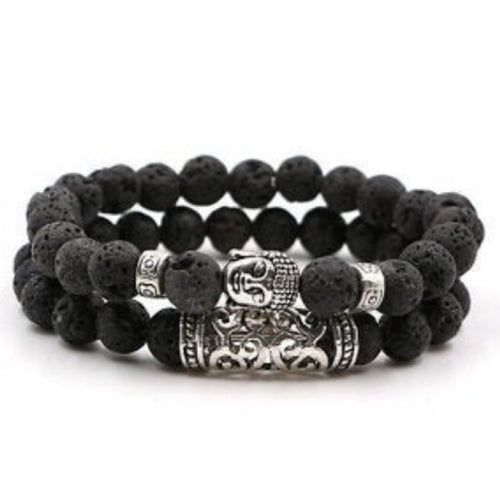 Bracelets de distance en pierre de lave, boudha