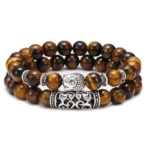 Bracelets de distance en oeil du tigre et boudha