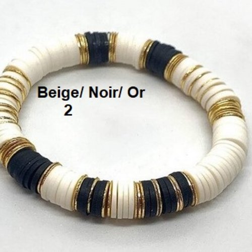 Bracelet heishi, perles sur fil élastique , perles katsuki polymère