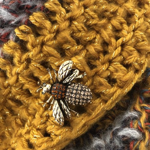 Snood col écharpe, coloris nuances de moutarde