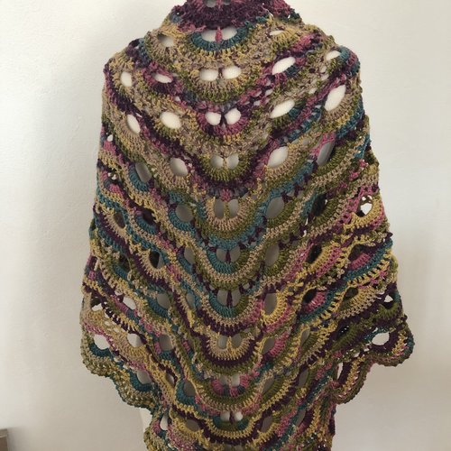 Grand châle chèche multicolore