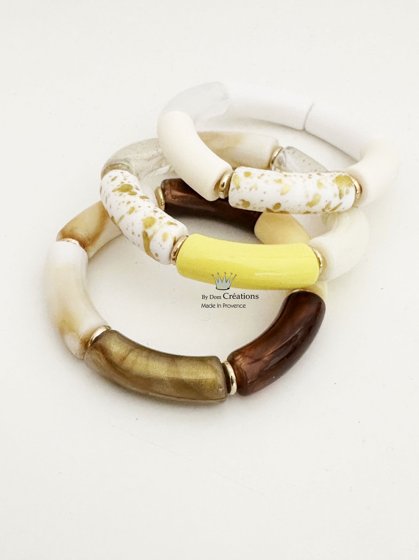 Lot de 3 Bracelets jonc Boho, bracelet Skinny Acrylic bamboo, bracelet tube incurvé