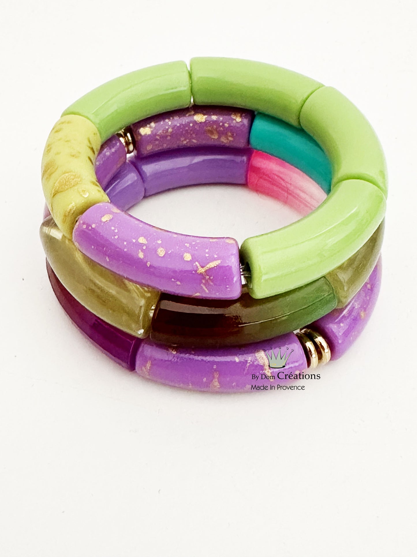 Lot de 3 Bracelets jonc Boho, bracelet Skinny Acrylic bamboo, bracelet tube incurvé