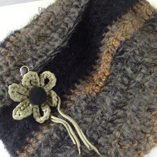 snood, col écharpe coloris taupe moutarde, noir