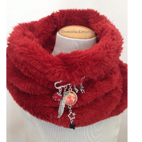 Snood col écharpe fillette, coloris rouge
