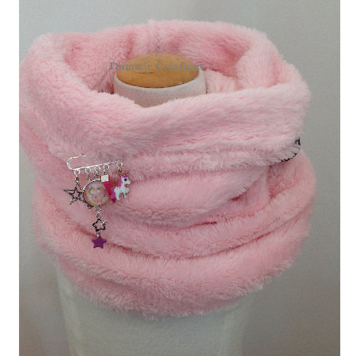 snood col écharpe fillette, coloris rose