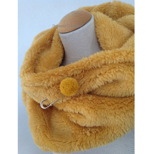 Snood col écharpe en polaire, coloris jaune moutarde