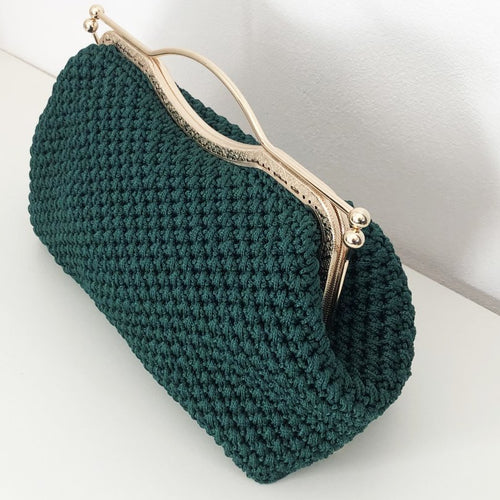 Sac pochette clic clac en cordon de viscose pour cérémonie, vert émeraude