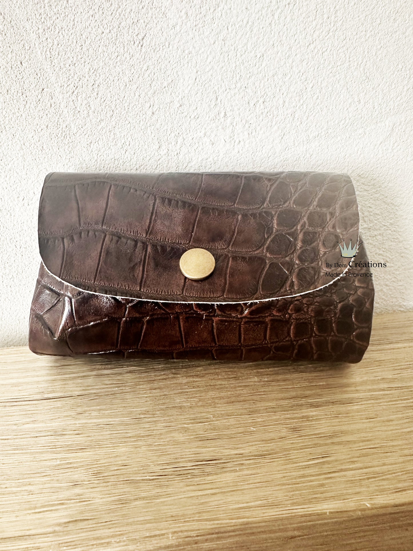 Porte monnaie en cuir ,  triple poche  avec soufflets et rivets, porte monnaie femme
