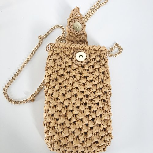 Sac étui téléphone portable en raphia